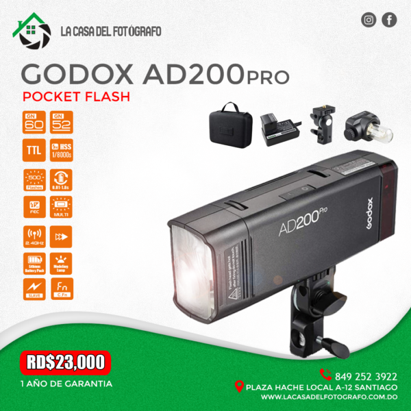 Kit de flash de bolsillo Godox AD200Pro TTL